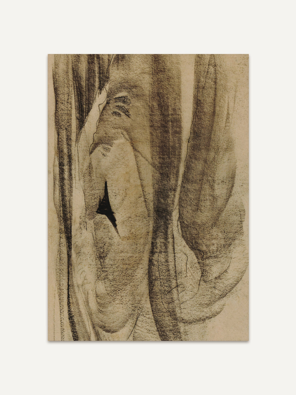 Wabi-Sabi Kunstdruck mit organischen Linien und erdiger Textur auf beigem Hintergrund. Die minimalistische Komposition verleiht dem abstrakten Poster einen ruhigen Vintage-Charakter. #Rahmen_Ohne Rahmen