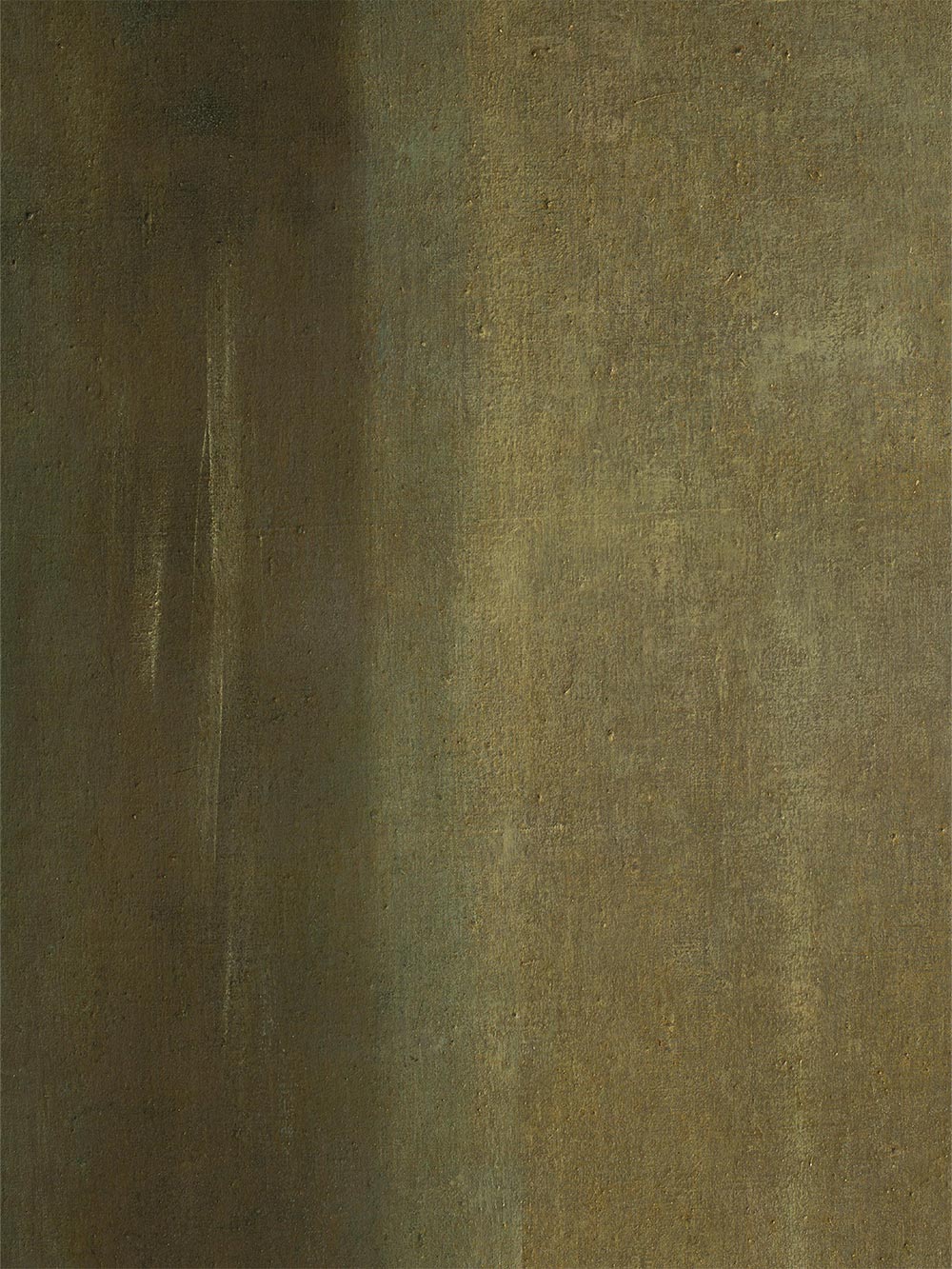 Nahaufnahme eines Kunstdrucks, der die abstrakten Oberfläche in gedecktem Grün zeigt mit feinen Farbverläufen und sichtbarer, leicht rauer Textur, die an mineralische Pigmente erinnert und den ruhigen Wabi-Sabi-Charakter des Kunstdrucks betont.