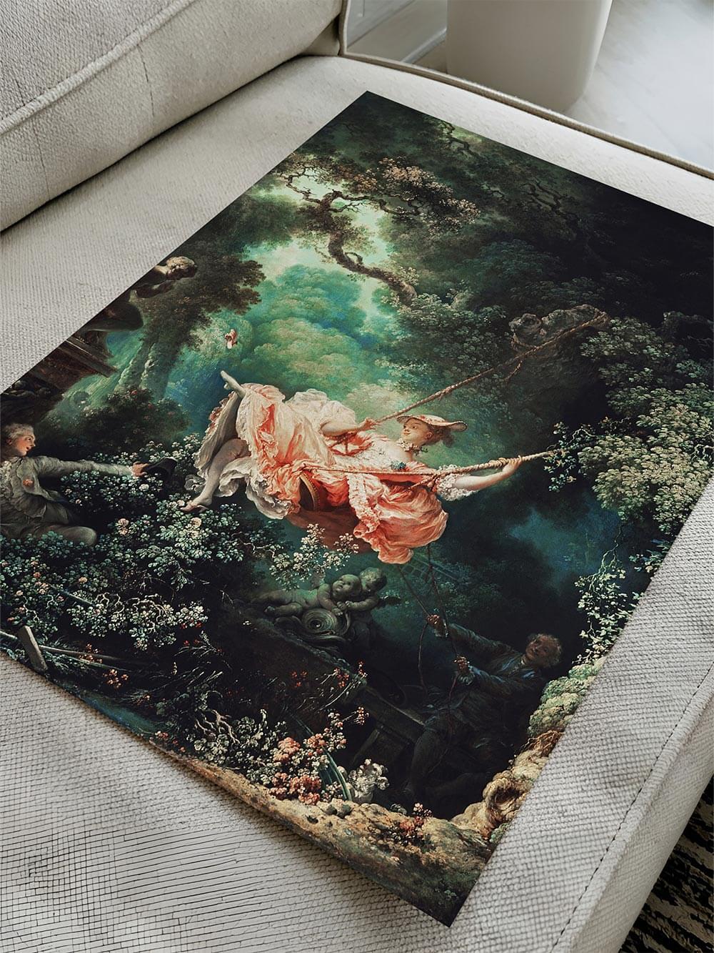 Der gerahmte Kunstdruck ‚Die Schaukel‘ im Nahformat – ein hochwertiger Druck mit lebendigen Farben, ideal für Kunstliebhaber und Vintage-Dekor.