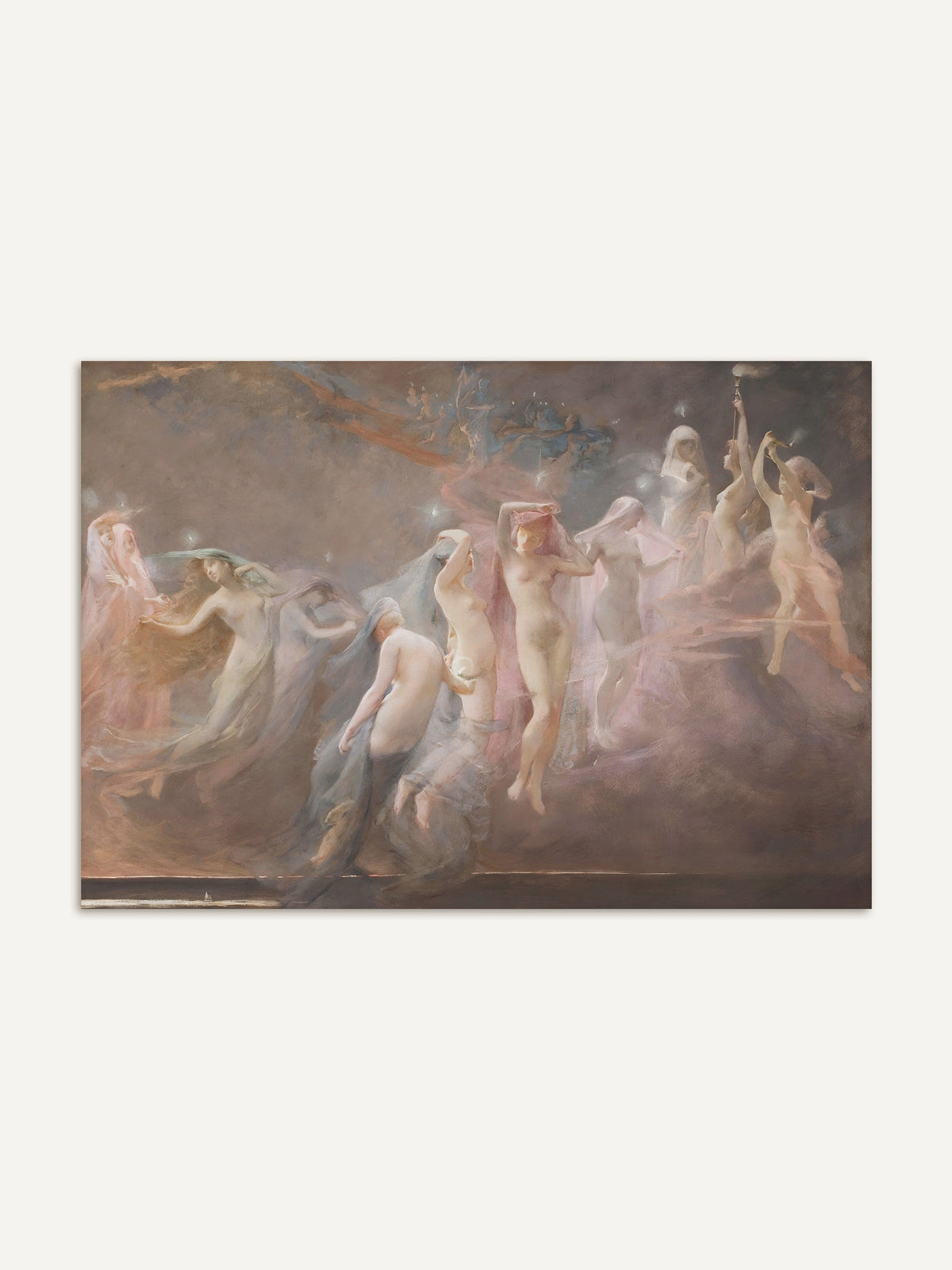 „Die Morgensterne (1886)“ – verträumtes Whimsigoth-Gemälde mit schwebenden, in Pastelltönen gehüllten Frauenfiguren. Ein poetisches Kunstwerk mit ätherischer Leichtigkeit, das Eleganz und Mystik vereint. #Rahmen_Ohne Rahmen
